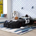 Lit d'enfant voiture de police double avec lumières LED et son Noir/Blanc