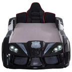 Lit d'enfant voiture de police double avec lumières LED et son Noir/Blanc