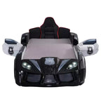 Lit d'enfant voiture de police double avec lumières LED et son Noir/Blanc