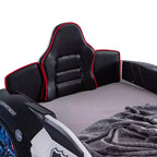 Lit d'enfant voiture de police double avec lumières LED et son Noir/Blanc