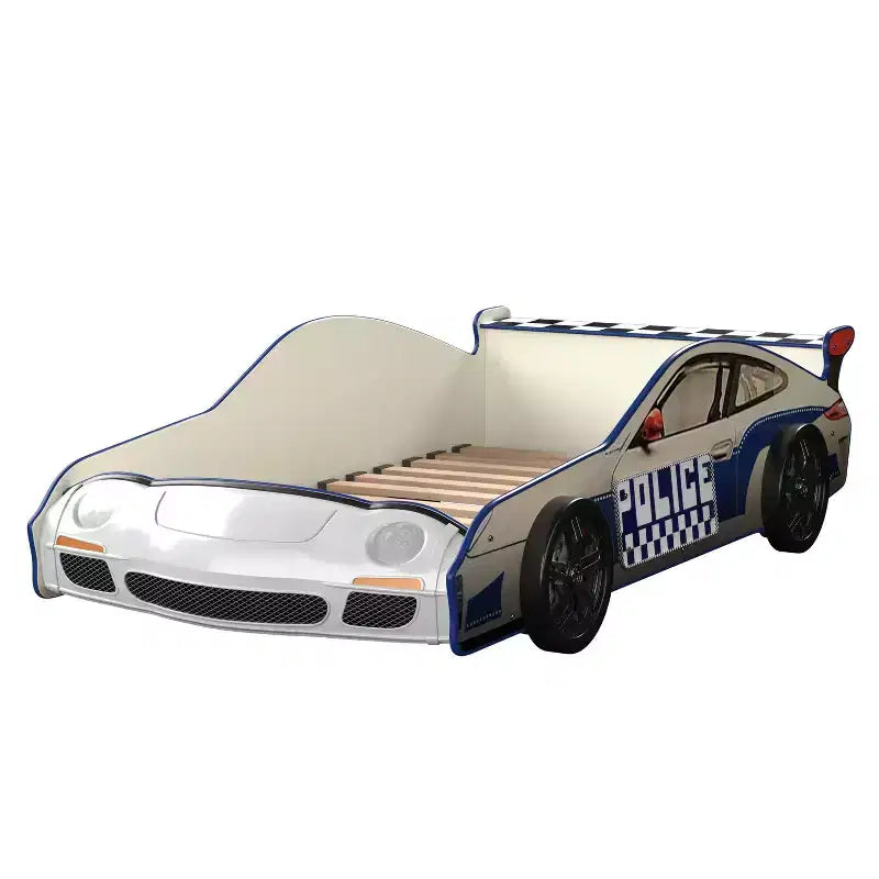 Lit enfant voiture de police jumeaux avec chaise phare LED Noir/Blanc