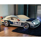 Lit enfant voiture de police jumeaux avec chaise phare LED Noir/Blanc