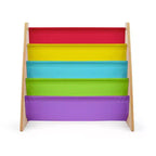 Kids' Book Rack Storage 4 Tier Bookshelf Natural/Rainbow - Humble Crew: Sling Book Rack, Toddler Display Shelf