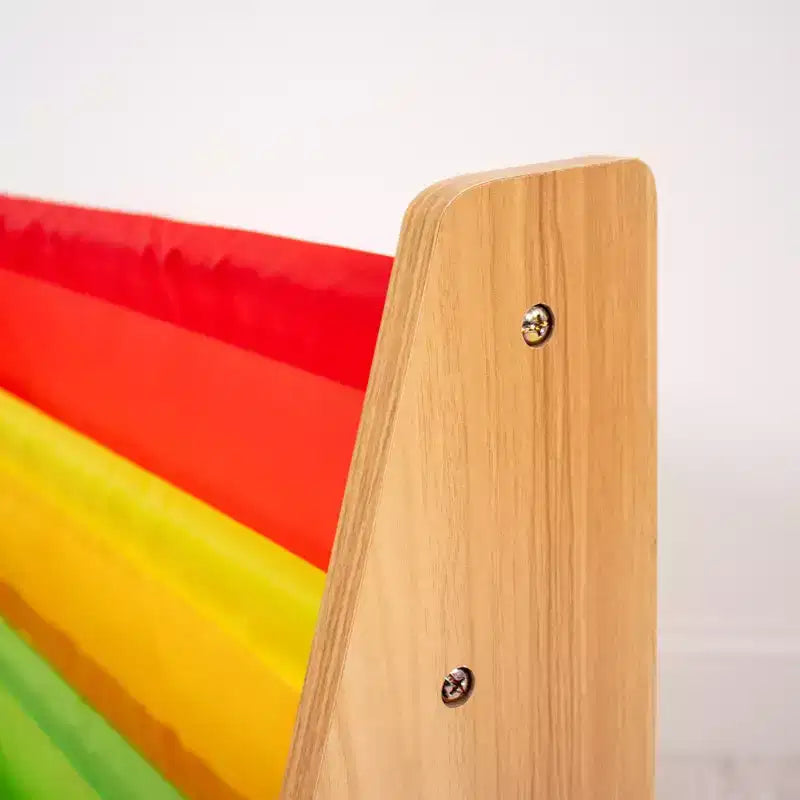 Étagère de rangement 4 niveaux pour livres d'enfants Naturel/Arc-en-ciel : Étagère à livres en tissu, Présentoir pour tout-petits
