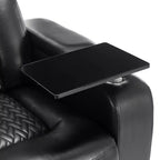 Fauteuil inclinable électrique pivotant 270° en similicuir avec tablette, support de téléphone, port USB et fonction bascule pour un confort home cinéma