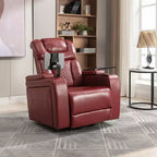 Fauteuil inclinable électrique pivotant 270° en similicuir avec tablette, support de téléphone, port USB et fonction bascule pour un confort home cinéma