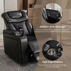 Fauteuil inclinable électrique pivotant 270° en similicuir avec tablette, support de téléphone, port USB et fonction bascule pour un confort home cinéma