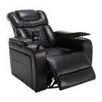 Fauteuil inclinable électrique pivotant 270° en similicuir avec tablette, support de téléphone, port USB et fonction bascule pour un confort home cinéma