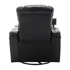 Fauteuil inclinable électrique pivotant 270° en similicuir avec tablette, support de téléphone, port USB et fonction bascule pour un confort home cinéma
