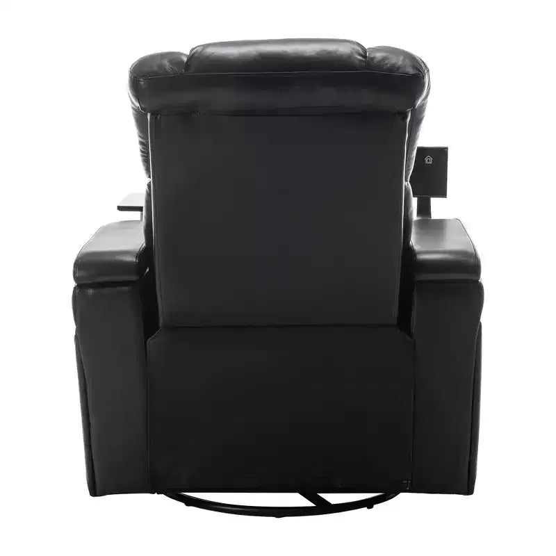 Fauteuil inclinable électrique pivotant 270° en similicuir avec tablette, support de téléphone, port USB et fonction bascule pour un confort home cinéma