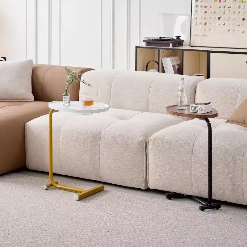 Lot de 2 tables d'appoint blanches en forme de C pour canapé et petits espaces
