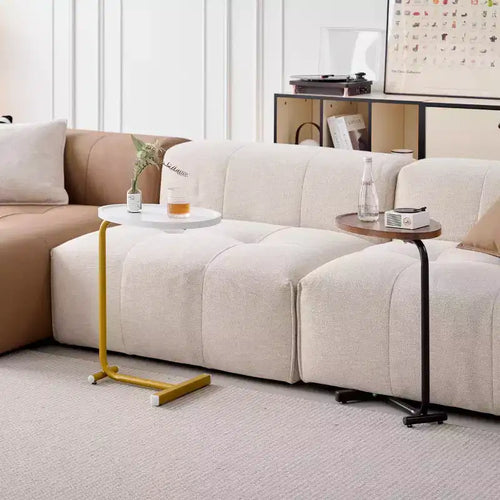 Lot de 2 tables d'appoint blanches en forme de C pour canapé et petits espaces