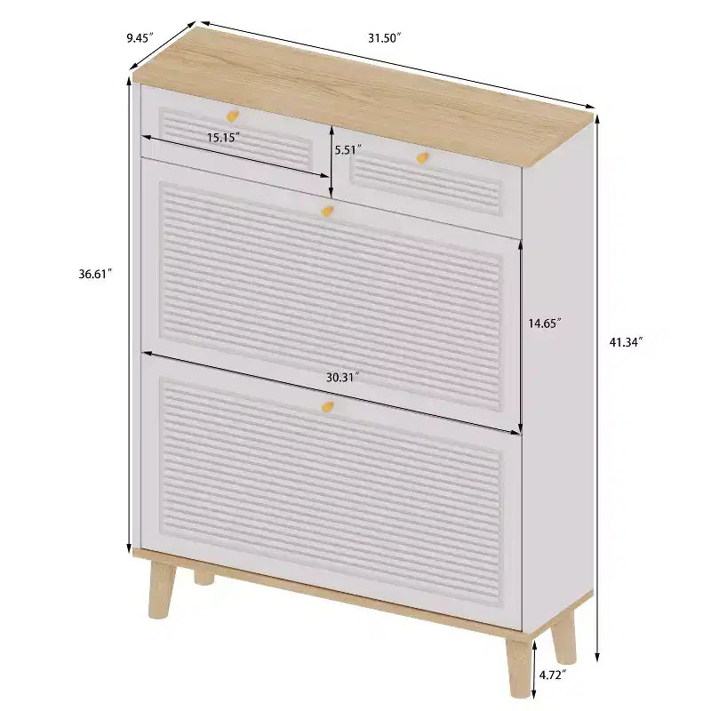 Meuble à Chaussures avec 2 Tiroirs Basculants, Meuble à Chaussures Étroit et Discret, Organisateur de Chaussures Autonome pour Couloir, Salon, Appartement