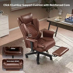 Fauteuil de bureau inclinable confortable, chaise de bureau robuste avec repose-pieds, fauteuil de direction inclinable avec soutien lombaire réglable