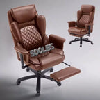Fauteuil de bureau inclinable confortable, chaise de bureau robuste avec repose-pieds, fauteuil de direction inclinable avec soutien lombaire réglable