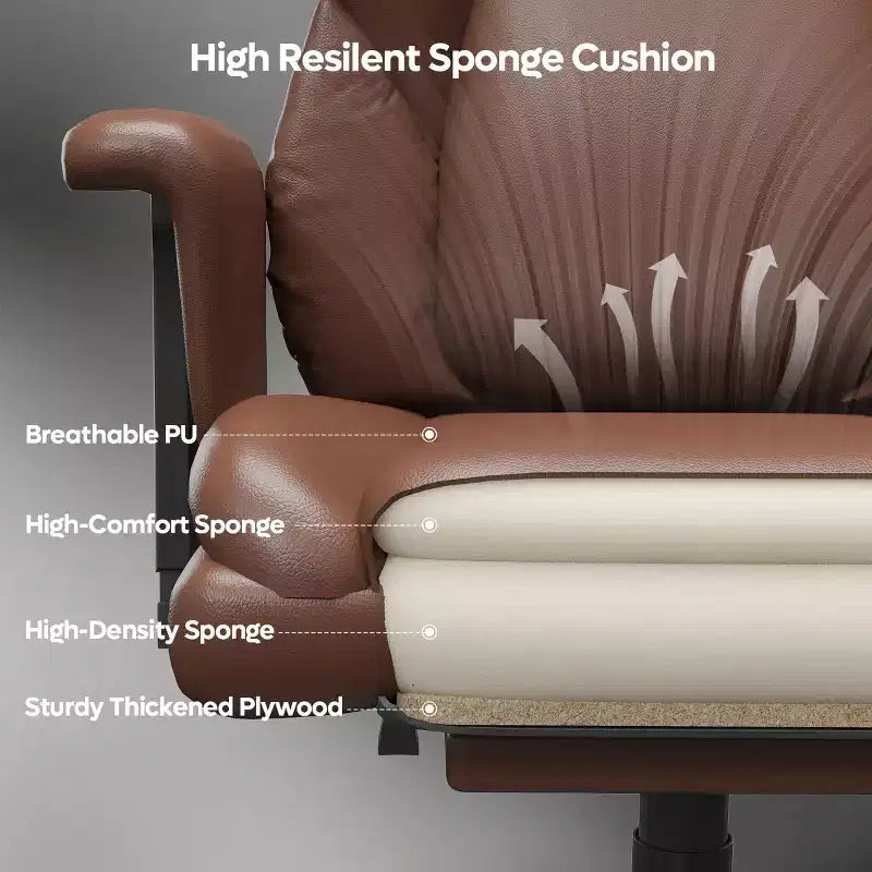 Fauteuil de bureau inclinable confortable, chaise de bureau robuste avec repose-pieds, fauteuil de direction inclinable avec soutien lombaire réglable