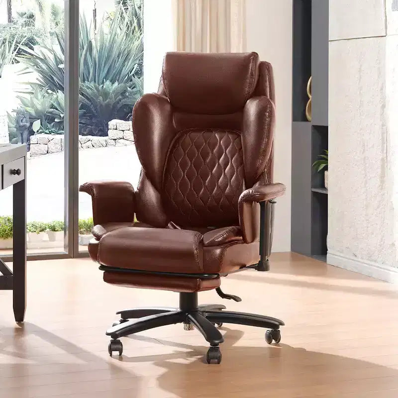 Fauteuil de bureau inclinable confortable, chaise de bureau robuste avec repose-pieds, fauteuil de direction inclinable avec soutien lombaire réglable