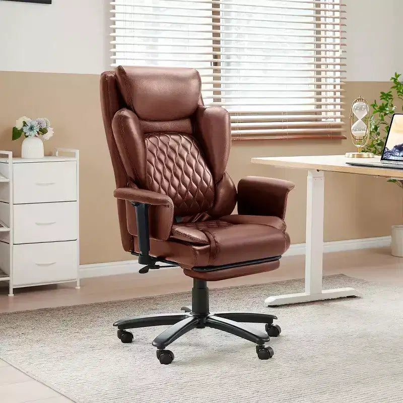 Fauteuil de bureau inclinable confortable, chaise de bureau robuste avec repose-pieds, fauteuil de direction inclinable avec soutien lombaire réglable