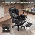Fauteuil de bureau inclinable confortable, chaise de bureau robuste avec repose-pieds, fauteuil de direction inclinable avec soutien lombaire réglable