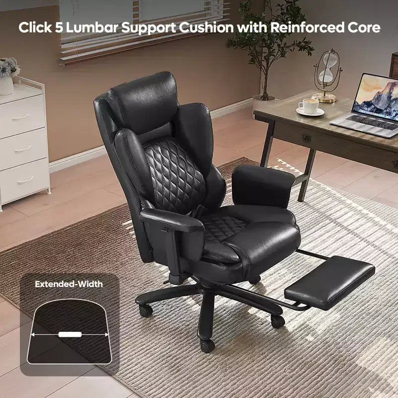 Fauteuil de bureau inclinable confortable, chaise de bureau robuste avec repose-pieds, fauteuil de direction inclinable avec soutien lombaire réglable