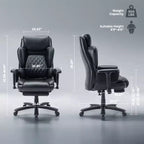 Fauteuil de bureau inclinable confortable, chaise de bureau robuste avec repose-pieds, fauteuil de direction inclinable avec soutien lombaire réglable