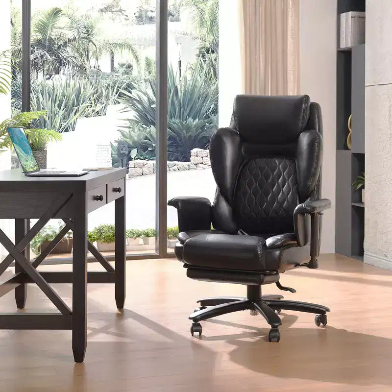 Fauteuil de bureau inclinable confortable, chaise de bureau robuste avec repose-pieds, fauteuil de direction inclinable avec soutien lombaire réglable