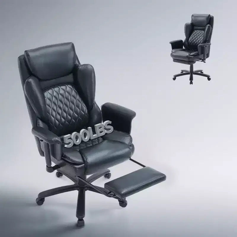 Fauteuil de bureau inclinable confortable, chaise de bureau robuste avec repose-pieds, fauteuil de direction inclinable avec soutien lombaire réglable