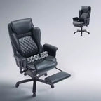 Fauteuil de bureau inclinable confortable, chaise de bureau robuste avec repose-pieds, fauteuil de direction inclinable avec soutien lombaire réglable