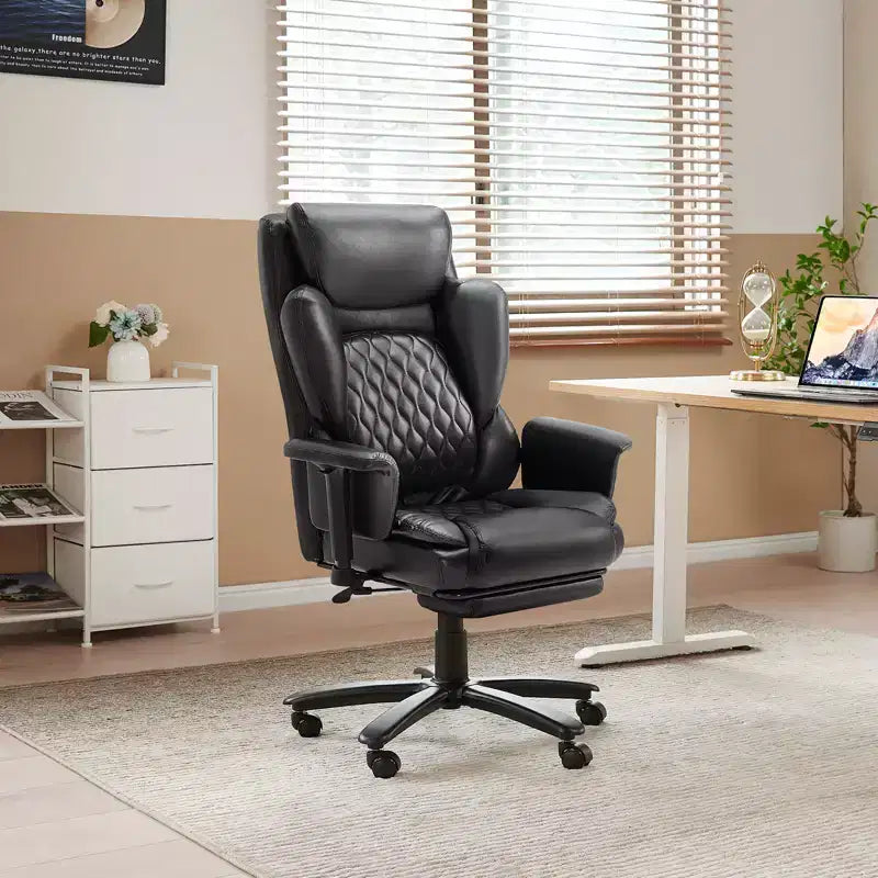 Fauteuil de bureau inclinable confortable, chaise de bureau robuste avec repose-pieds, fauteuil de direction inclinable avec soutien lombaire réglable