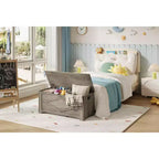 39.4 Coffre de Rangement, Coffre à Jouets avec 2 Charnières de Sécurité, Banc de Rangement, Banc à Chaussures, Supporte 136 kg, pour Salon, Entrée