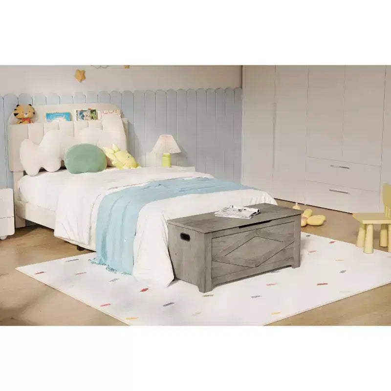 39.4 Coffre de Rangement, Coffre à Jouets avec 2 Charnières de Sécurité, Banc de Rangement, Banc à Chaussures, Supporte 136 kg, pour Salon, Entrée