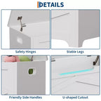 39.4 Coffre de Rangement, Coffre à Jouets avec 2 Charnières de Sécurité, Banc de Rangement, Banc à Chaussures, Supporte 136 kg, pour Salon, Entrée