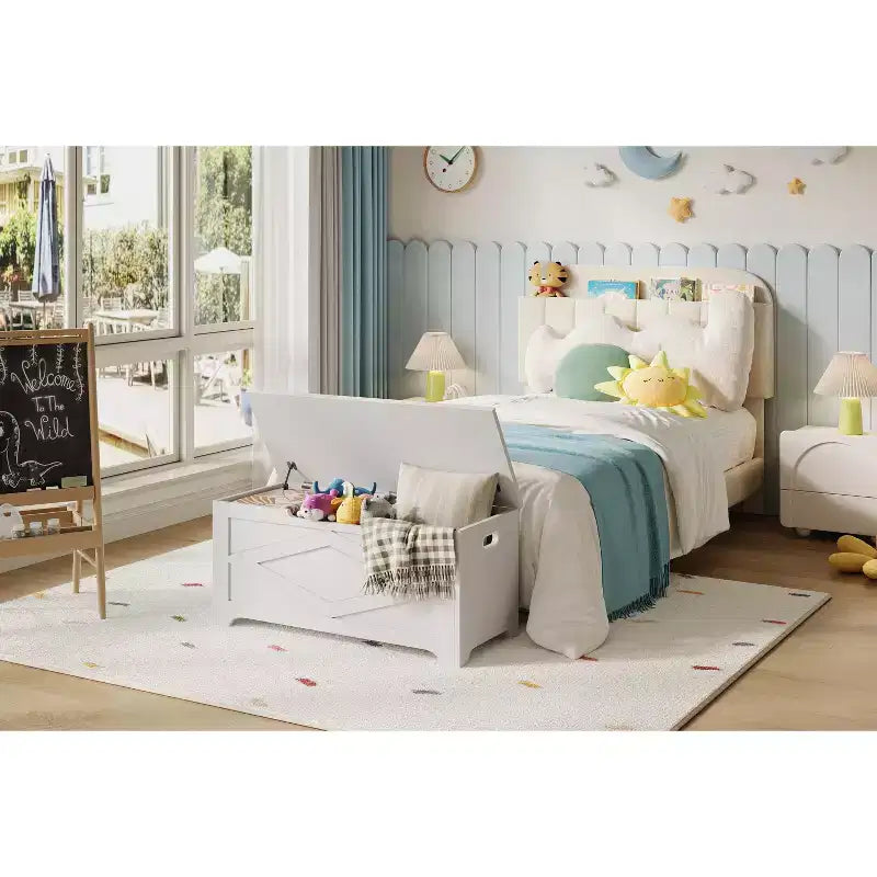 39.4 Coffre de Rangement, Coffre à Jouets avec 2 Charnières de Sécurité, Banc de Rangement, Banc à Chaussures, Supporte 136 kg, pour Salon, Entrée