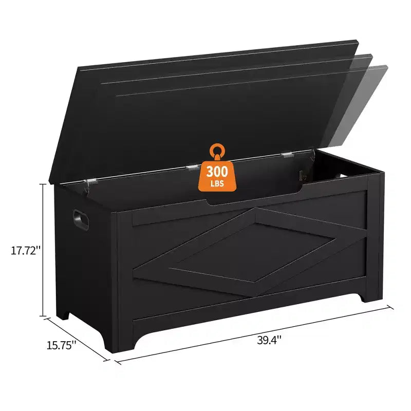 39.4 Coffre de Rangement, Coffre à Jouets avec 2 Charnières de Sécurité, Banc de Rangement, Banc à Chaussures, Supporte 136 kg, pour Salon, Entrée