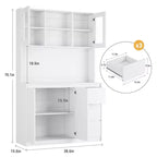 Garde-manger haut de cuisine de 71 po avec lumières LED et station de charge, armoire de garde-manger d'angle réglable avec étagère pour micro-ondes