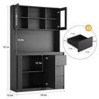 Garde-manger haut de cuisine de 71 po avec lumières LED et station de charge, armoire de garde-manger d'angle réglable avec étagère pour micro-ondes