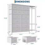 Portant à Vêtements avec 16 Tiroirs en Tissu et 2 Étagères de Rangement, Organisateur de Placard Autonome pour Vêtements Suspendus, Penderie Robuste