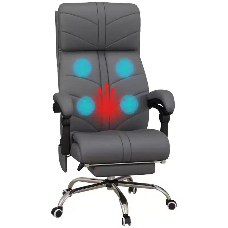 Okak Massage Executive Office Chair with 4 Vibration and Heat, Criss Cross Chair with Adjustable Height, 360 Swivel Chair for Home, Office, Gray