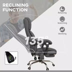 Fauteuil de bureau de massage exécutif avec 4 vibrations et chaleur, chaise croisée avec hauteur réglable, chaise pivotante à 360° pour la maison, le bureau, gris