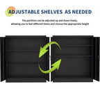 Armoire de rangement métallique avec serrure, armoire à outils robuste en acier de 90 cm avec étagères réglables