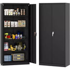 Metal Storage Cabinet with Lock, 71 Steel Tool Cabinet with Adjustable Shelves for Garage and Office