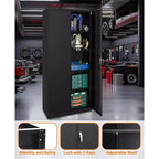 Armoire de rangement métallique avec serrure, armoire à outils en acier de 71 pouces avec étagères réglables pour garage et bureau