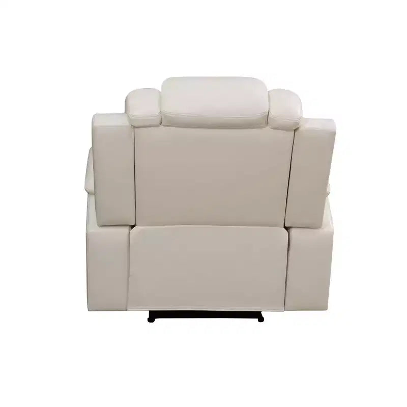 Fauteuil inclinable électrique en cuir avec chargement USB, rangement et porte-gobelet pour le salon, blanc