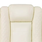 Fauteuil inclinable électrique en cuir avec chargement USB, rangement et porte-gobelet pour le salon, blanc