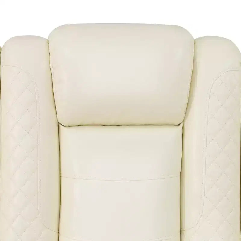 Fauteuil inclinable électrique en cuir avec chargement USB, rangement et porte-gobelet pour le salon, blanc