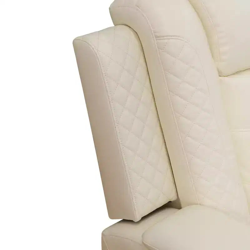 Fauteuil inclinable électrique en cuir avec chargement USB, rangement et porte-gobelet pour le salon, blanc