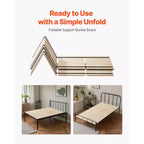 Sommier Bunkie jumeau, lattes de lit pliables de 1 cm avec connexion, support de matelas en bois pour lit jumeau, 8 pièces, couleur bois brûlé