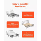 Sommier Bunkie jumeau, lattes de lit pliables de 1 cm avec connexion, support de matelas en bois pour lit jumeau, 8 pièces, couleur bois brûlé
