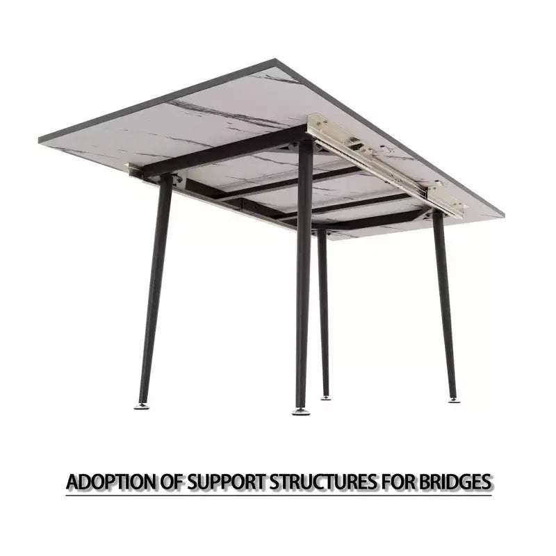 Table de cuisine carrée extensible 63 po pour 6 personnes, table à manger avec motif marbre, table pliante pour salle à manger, salon, blanc