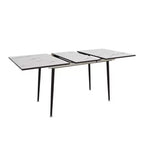 Table de cuisine carrée extensible 63 po pour 6 personnes, table à manger avec motif marbre, table pliante pour salle à manger, salon, blanc